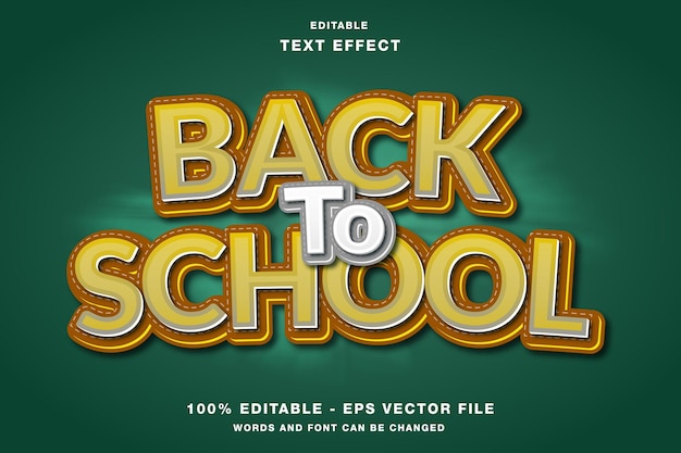 Back To School 3D 현대 텍스트 스타일 효과 편집 가능