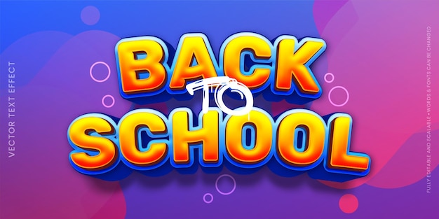 Vector back to school 3d style text effect