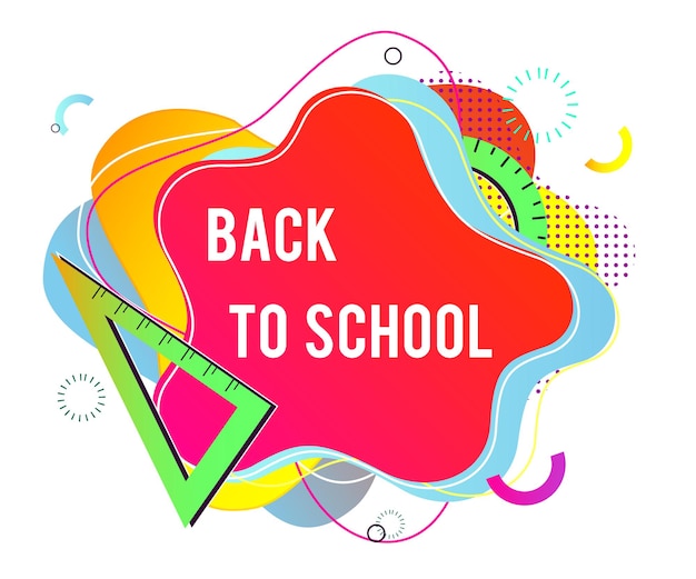 Vector back to school abstract banner with colorful gradient geometric shapes