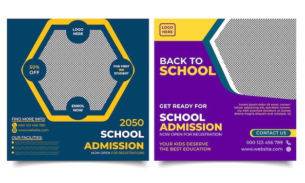 Back to school admission banner design template. Back to school poster design.