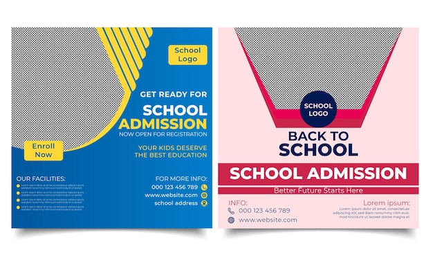 Back to school admission banner design template. Back to school poster design.