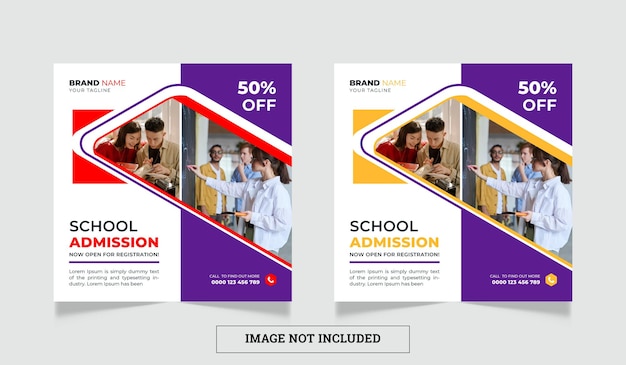 Back to school admission instagram post template