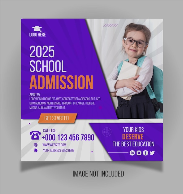 Back School Admission post design template