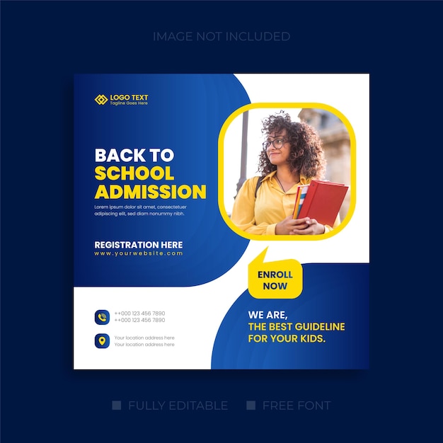 Back to school admission social media and education web banner templates