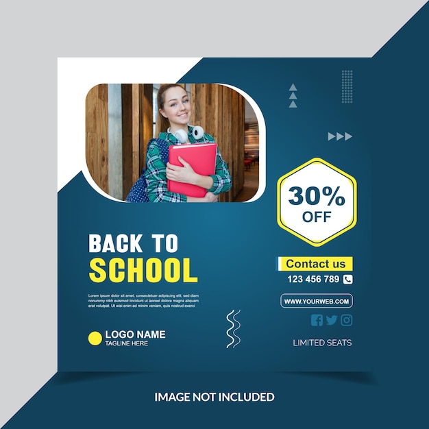Back to school admission social media post design template