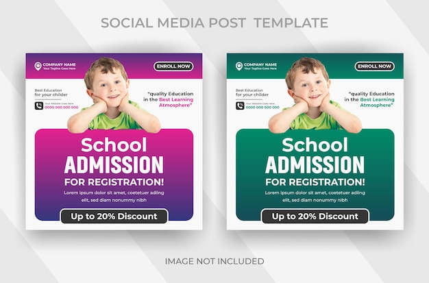 Back to School Admission Social media post template