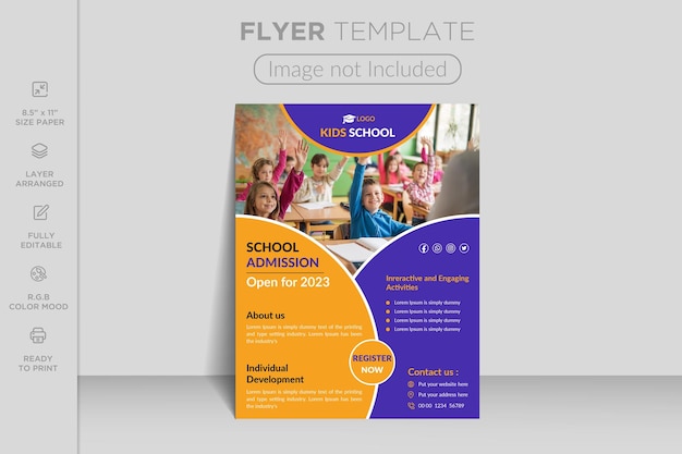 Back to school admission social media post or web banner or square flyer poster design template.