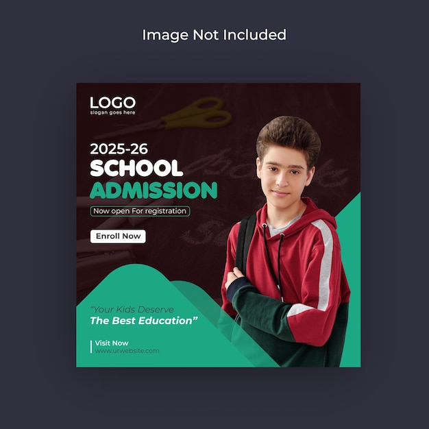 Vector back to school admission social media and web banner flyer facebook cover photo template