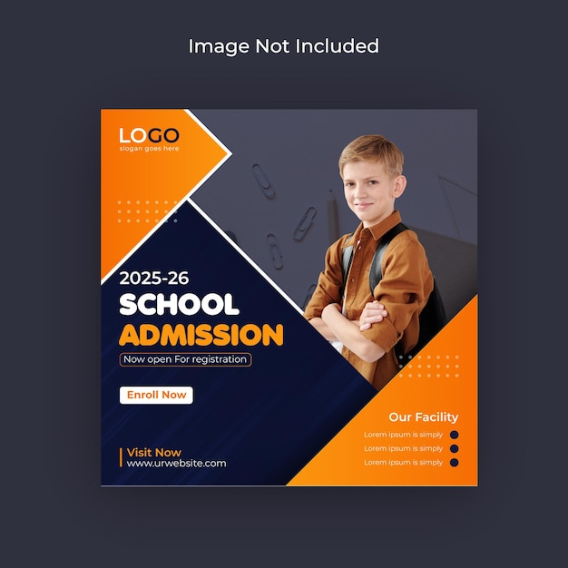 Back to school admission social media and web banner flyer facebook cover photo template