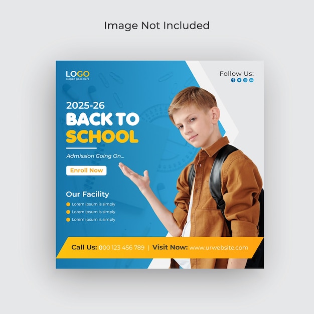 Back to school admission social media and web banner flyer facebook cover photo template