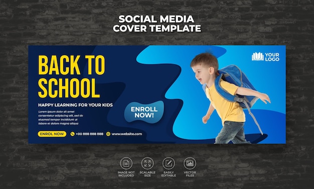 BACK TO SCHOOL ADMISSION SOCIAL MEDIA WEB BANNER FLYER OR FACEBOOK COVER TIMELINE BANNER TEMPLATE