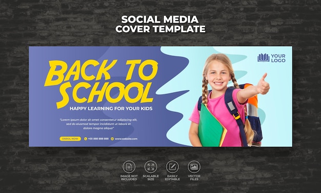 Ritorno a scuola ammissione social media banner web volantino o copertina facebook timeline modello design