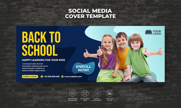 BACK TO SCHOOL ADMISSION SOCIAL MEDIA WEB BANNER FLYER FOR SOCIAL MEDIA TIMELINE BANNER TEMPLATE