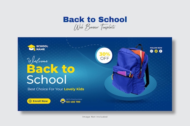 Back to School admission social media and web banner template