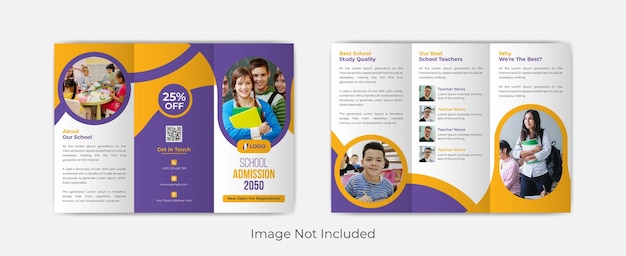 Vector back to school admission trifold brochure template