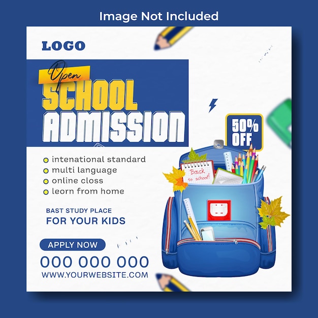 Back to school ads promotional social media post template design