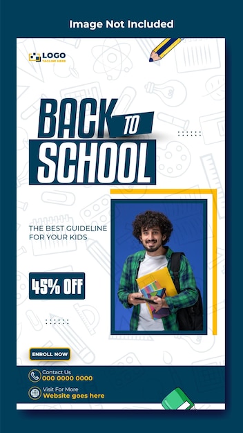 Vector back to school ads story template