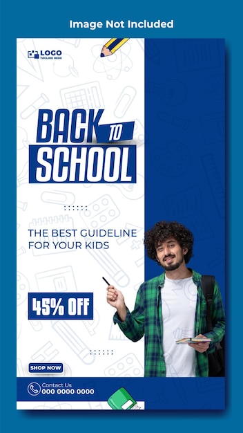 Vector back to school ads story template