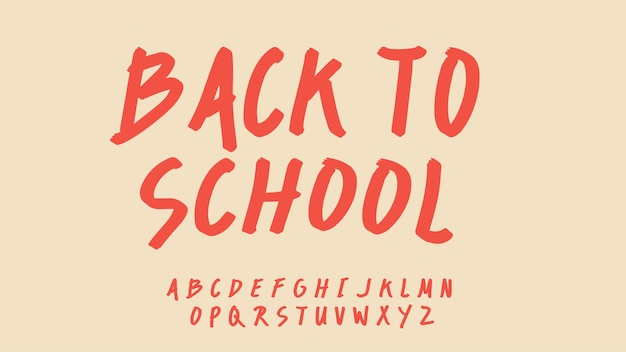 Vector back to school alphabet handwritten font