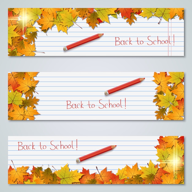 Back to school autumn vector banners collection