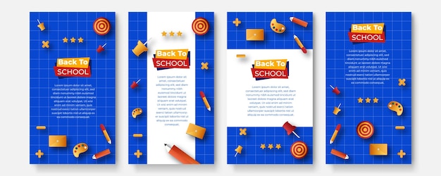 Back to school. back to school sale. banner vector for social media ads, web ads, postcard, card, business messages, discount flyers and big sale banners. social media story templates set