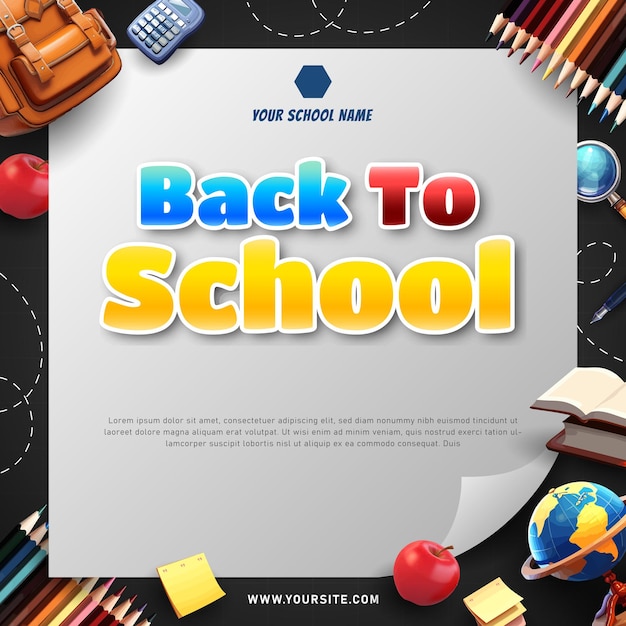 Vector back to school background and banner with book bag pencil and many stuff for kids