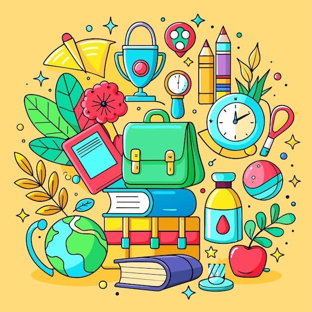 Vector back to school background design or pattern design or doodle