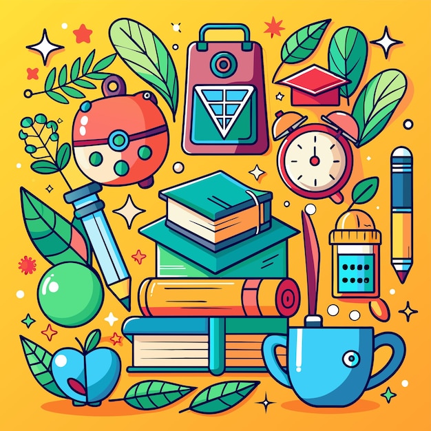 back to school background design or pattern design or doodle