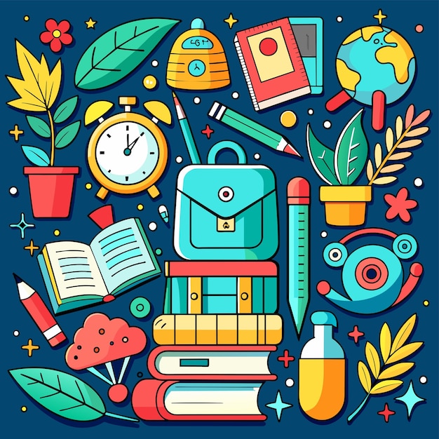 Vector back to school background design or pattern design or doodle