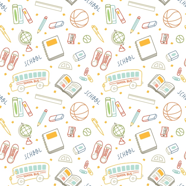Vector back to school background in doodle style