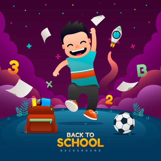 Vector back to school background in gradient style