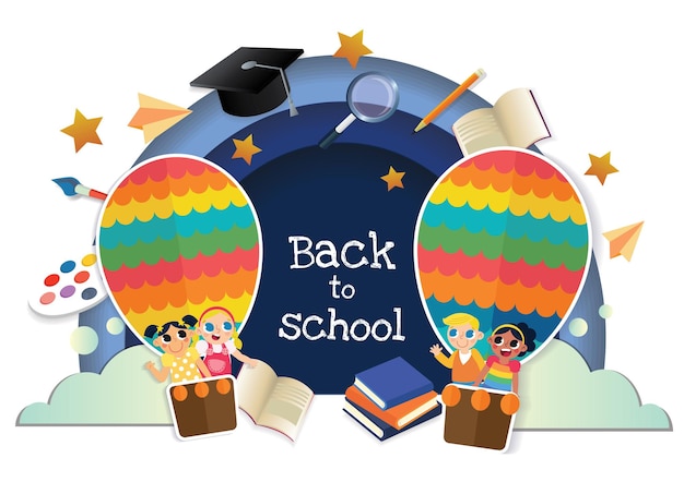 Vector back to school background and kid's objects