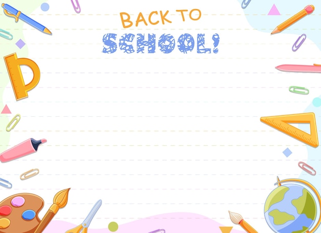 Vector back to school background template books and school supplies