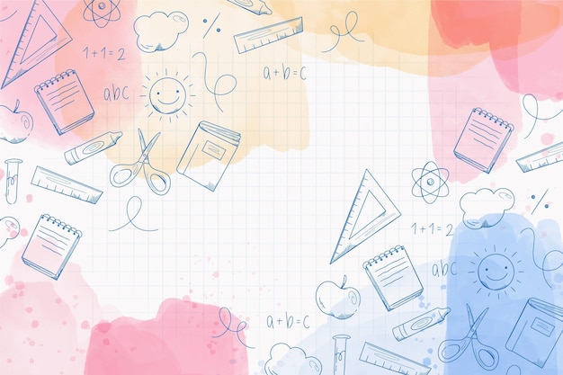 Vector back to school background watercolor style