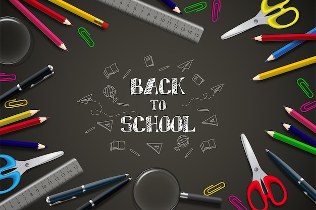 Vector back to school background with black background