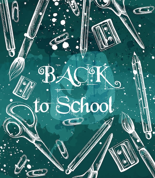 Back to school background with brushes