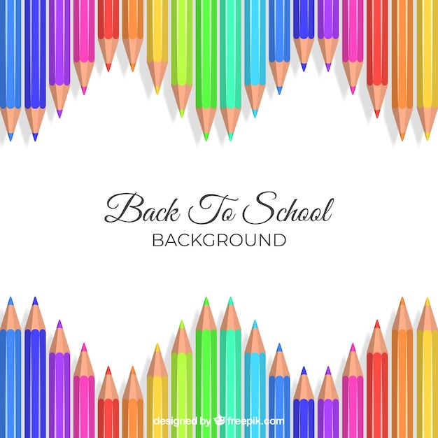 Vector back to school background with colored pencils