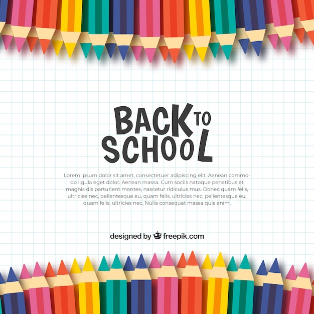 Back to school background with colored pencils