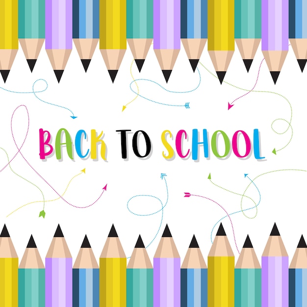 Vector back to school background with colored pencils