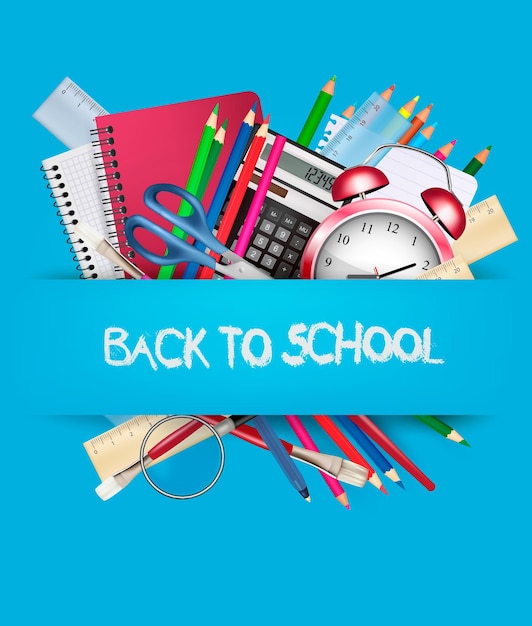 Back to school. background with school supplies. vector