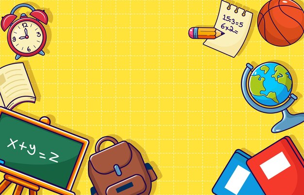 Vector back to school background with school supplies