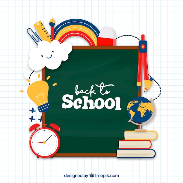 Vector back to school background with various elements