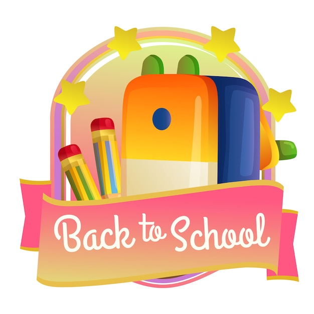 Vector back to school badge with sharpener