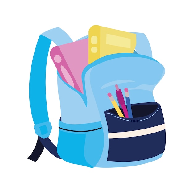 Back to school bag and supplies icon isolated