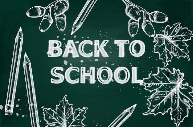 Back to school banner. Chalk outline drawing texture