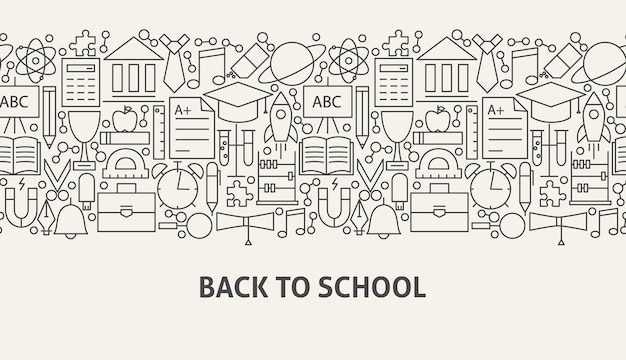 Torna al concetto di banner di scuola. illustrazione vettoriale di linea web design.