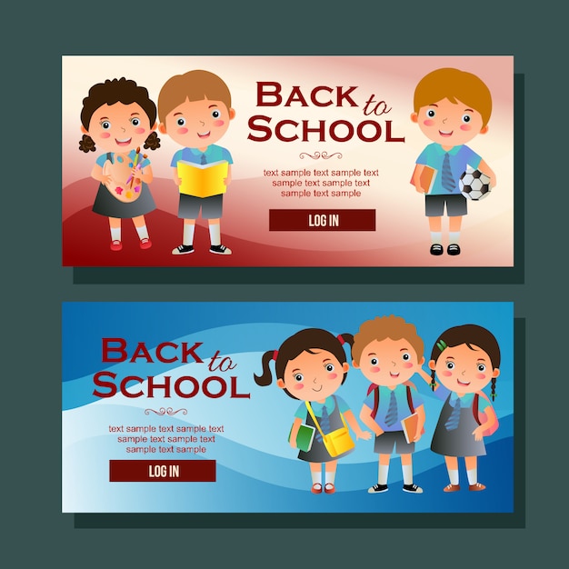 Back to school banner horizontal school stock