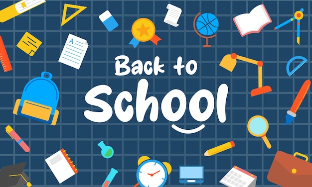 Back to school banner illustration with funny design good for banner school ui ux design