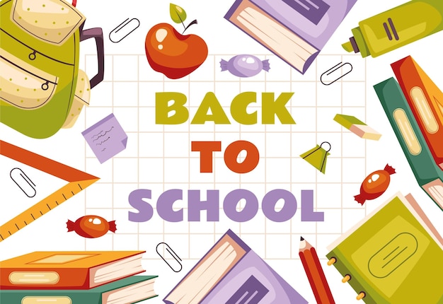 Back to school banner poster cover composition concept Graphic design element illustration