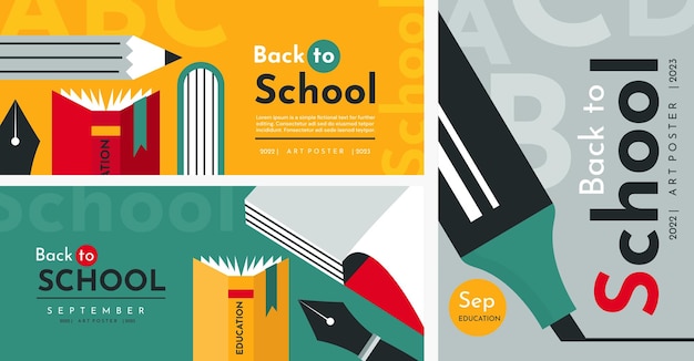 Vector back to school banner set